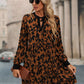 Leopard Tie Neck Long Sleeve Dress - Oh she Rose