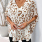 Leopard V - Neck Half Sleeve Blouse - Oh she Rose
