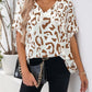 Leopard V - Neck Half Sleeve Blouse - Oh she Rose