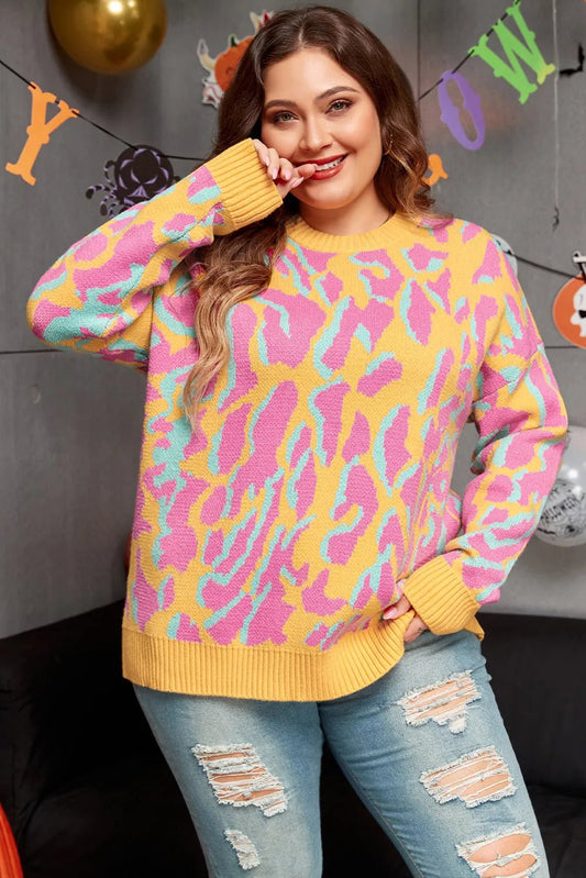 Neon Animal Print Sweater - Oh she Rose