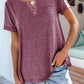 Notched Short Sleeve T-Shirt - Oh she Rose