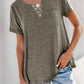 Notched Short Sleeve T-Shirt - Oh she Rose