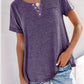 Notched Short Sleeve T-Shirt - Oh she Rose