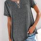 Notched Short Sleeve T-Shirt - Oh she Rose