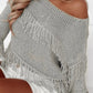 On the Fringe Boat Neck Sweater - Oh she Rose