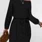 One Shoulder Tie Waist Dress - Oh she Rose