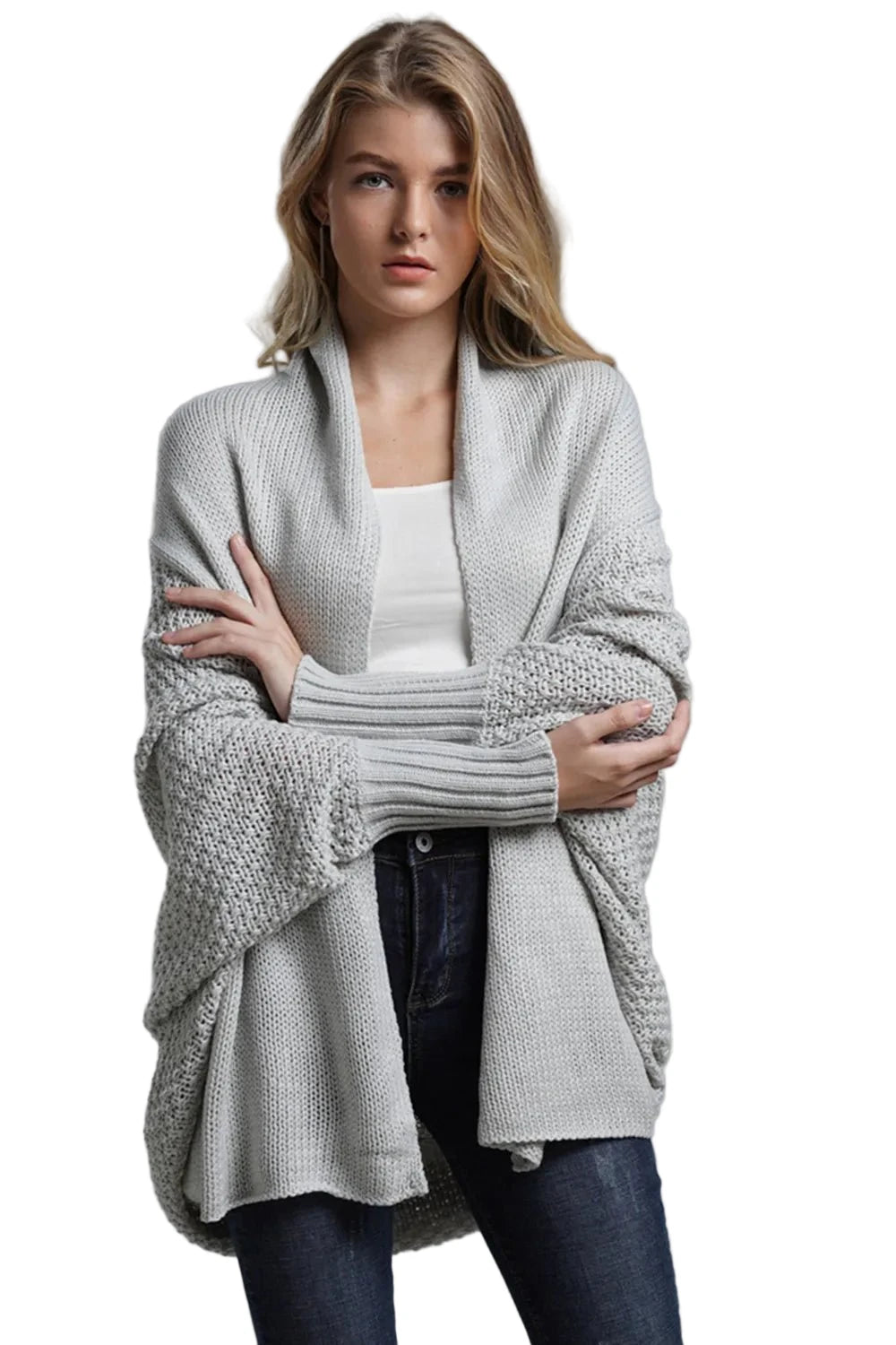 Open Front Batwing Sleeve Cardigan - Oh she Rose