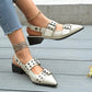 Point Toe Block Heels Slingback Pumps - Oh she Rose