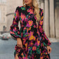 Printed Balloon Sleeve Mini Dress - Oh she Rose