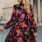 Printed Balloon Sleeve Mini Dress - Oh she Rose