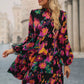 Printed Balloon Sleeve Mini Dress - Oh she Rose