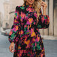 Printed Balloon Sleeve Mini Dress - Oh she Rose
