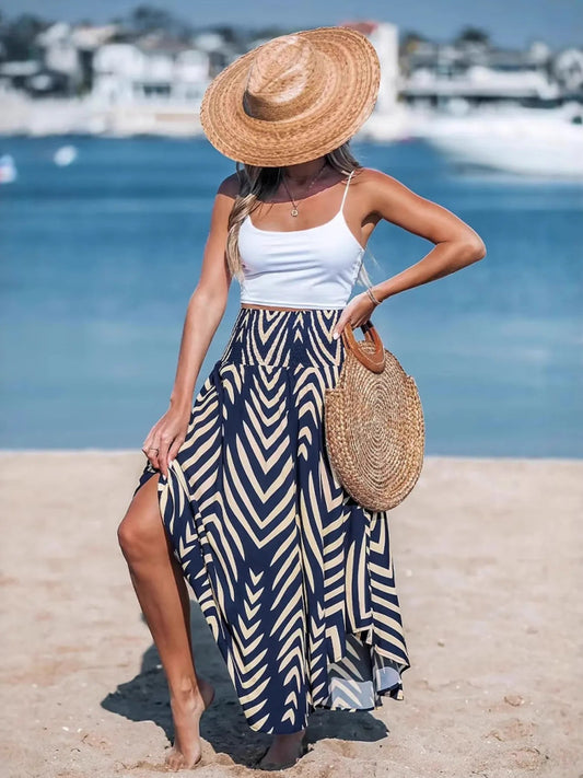 Printed High Waist Maxi Skirt - Oh she Rose
