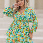 Printed Surplice Long Sleeve Mini Dress - Oh she Rose