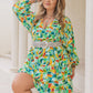 Printed Surplice Long Sleeve Mini Dress - Oh she Rose