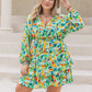 Printed Surplice Long Sleeve Mini Dress - Oh she Rose