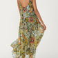 Printed V - Neck Sleeveless Dress - Oh she Rose