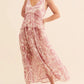 Printed V - Neck Sleeveless Dress - Oh she Rose