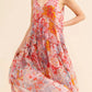Printed V - Neck Sleeveless Dress - Oh she Rose