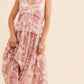 Printed V - Neck Sleeveless Dress - Oh she Rose