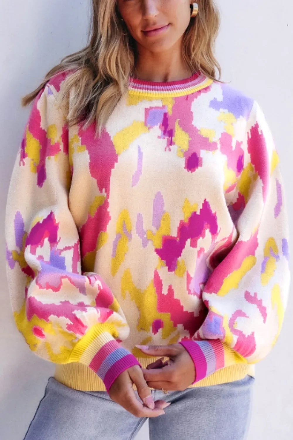Retro Vibes Round Neck Sweater - Oh she Rose