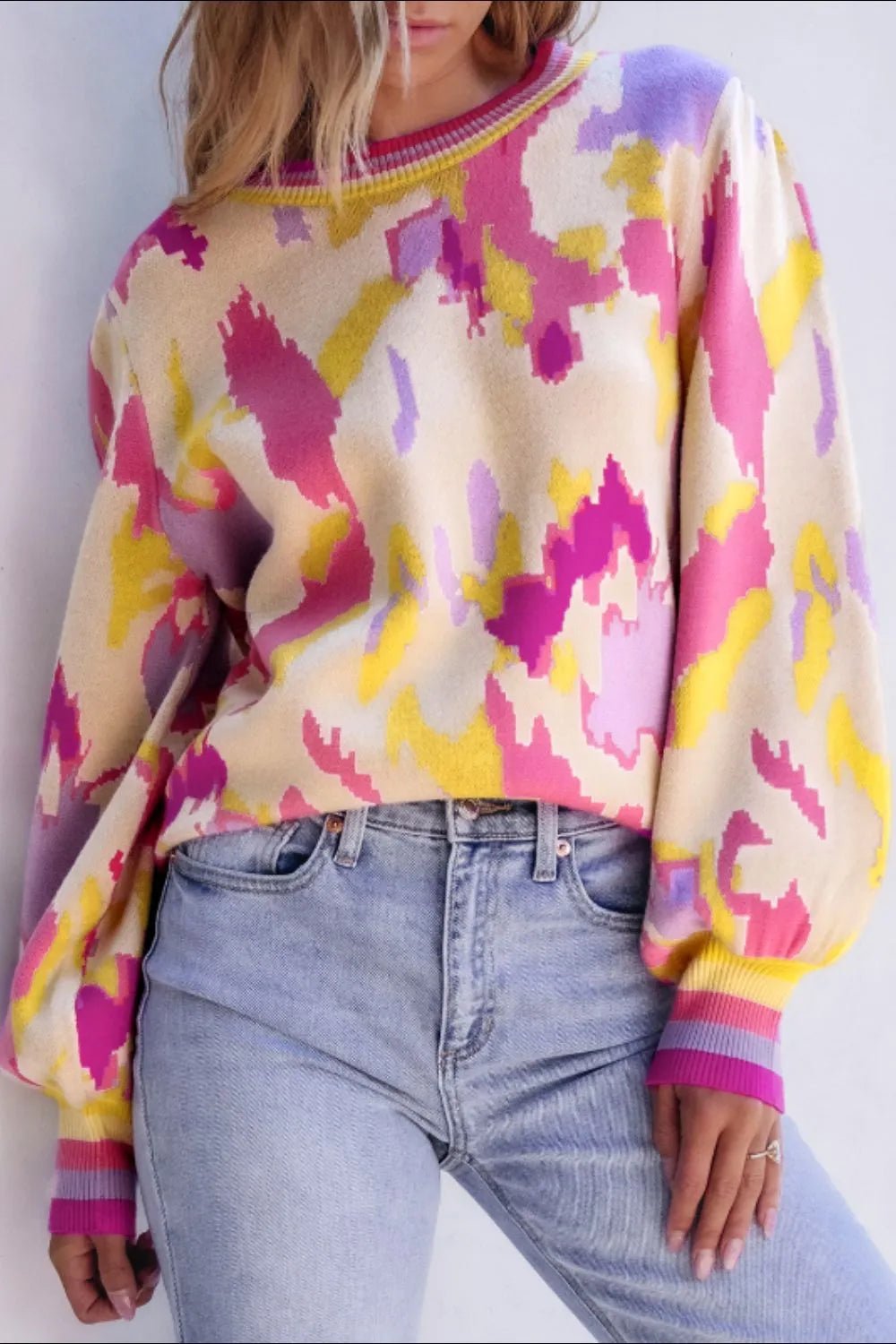 Retro Vibes Round Neck Sweater - Oh she Rose