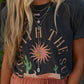 RISE WITH THE SUN Graphic Round Neck Short Sleeve T-Shirt - Oh she Rose