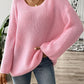 Round Neck Long Sleeve Sweater - Oh she Rose