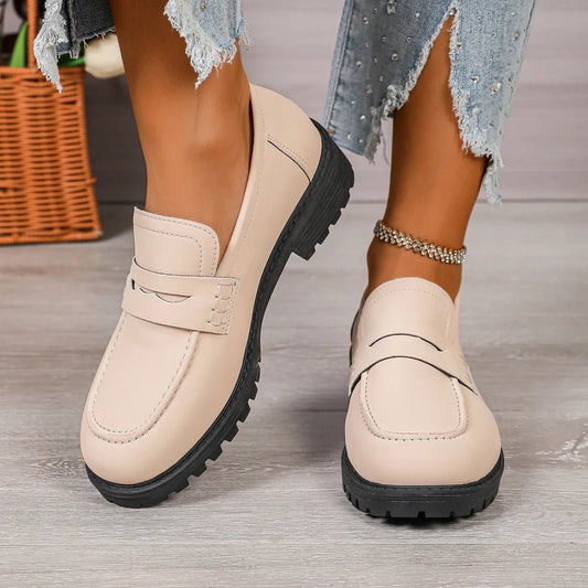 Round Toe Block Heels Loafers - Oh she Rose
