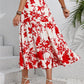 Ruffled Hem Printed Midi Skirt - Oh she Rose