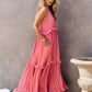 Ruffled Sleeveless Tiered Maxi Dress with Pockets - Oh she Rose