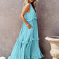 Ruffled Sleeveless Tiered Maxi Dress with Pockets - Oh she Rose