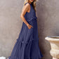 Ruffled Sleeveless Tiered Maxi Dress with Pockets - Oh she Rose