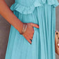 Ruffled Sleeveless Tiered Maxi Dress with Pockets - Oh she Rose