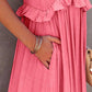 Ruffled Sleeveless Tiered Maxi Dress with Pockets - Oh she Rose