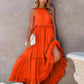 Ruffled Sleeveless Tiered Maxi Dress with Pockets - Oh she Rose