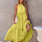 Ruffled Sleeveless Tiered Maxi Dress with Pockets - Oh she Rose