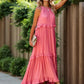 Ruffled Sleeveless Tiered Maxi Dress with Pockets - Oh she Rose