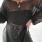 Side Slit Long Sleeve Knit Cover Up - Oh she Rose
