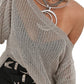 Side Slit Long Sleeve Knit Cover Up - Oh she Rose