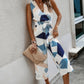 Sleeveless Geo Print Wide Leg Belted Jumpsuit - Oh she Rose