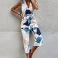 Sleeveless Geo Print Wide Leg Belted Jumpsuit - Oh she Rose