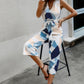 Sleeveless Geo Print Wide Leg Belted Jumpsuit - Oh she Rose