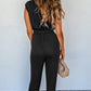 Smocked Sleeveless V Neck Jumpsuit - Oh she Rose
