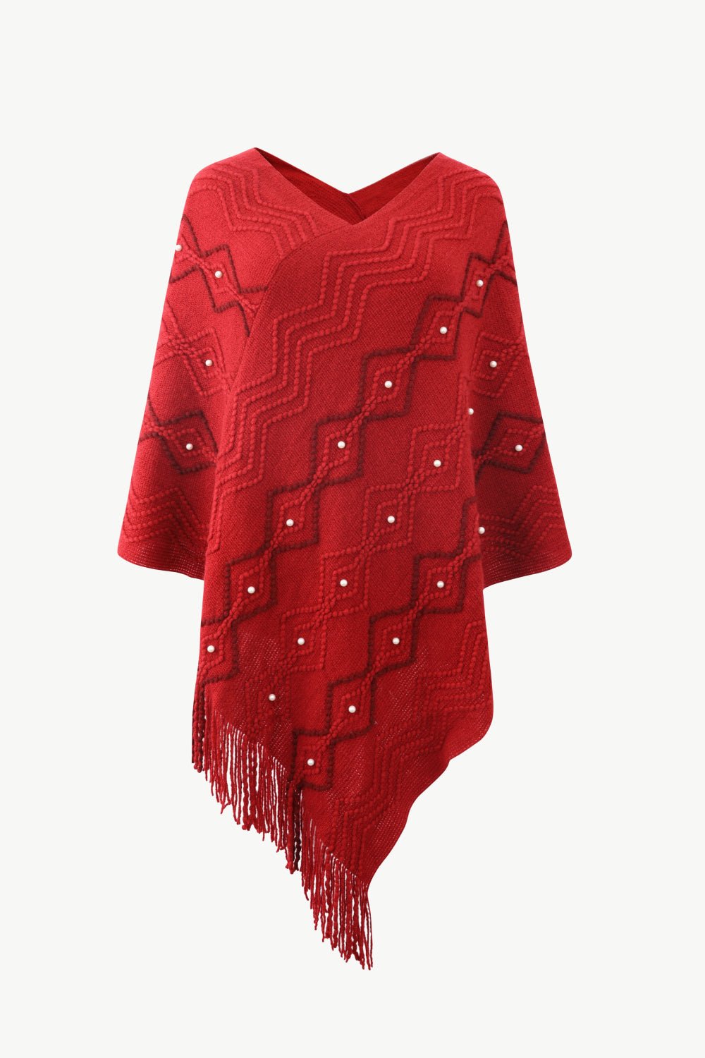 So Pearly Fringe Hem Poncho - Oh she Rose
