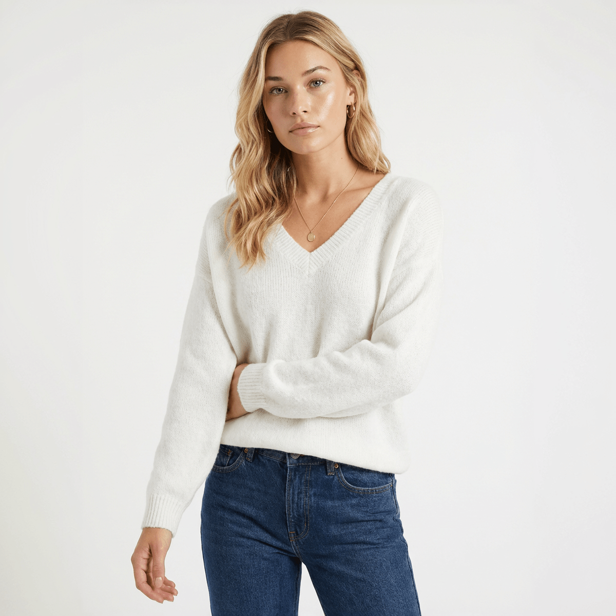 Soft V - Neck Knit Sweater - Oh she Rose