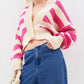 Striped Button Down Drop Shoulder Cardigan - Oh she Rose
