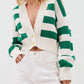 Striped Button Down Drop Shoulder Cardigan - Oh she Rose
