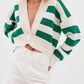 Striped Button Down Drop Shoulder Cardigan - Oh she Rose