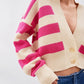 Striped Button Down Drop Shoulder Cardigan - Oh she Rose